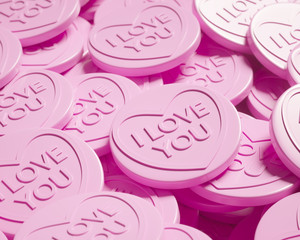 Layers of Pink Candy With The Words I Love You