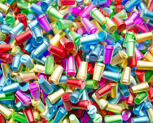 Aerial View on Deep Pile Metallic Colored Hot Drink Containers