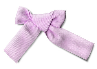 Simple bow made of craft rep ribbon. 3d render. Isolated on a white background.