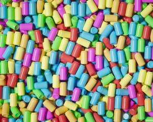 Aerial Perspective on Huge Field of Unlabelled Variously Colored Plastic Drink Cans