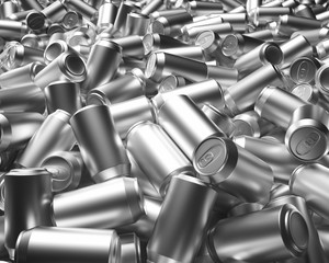 Pile of Blank Aluminum Cans Under Bright Studio Lighting
