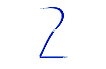 Number 2 of pencils on a white background