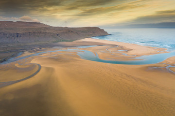 Raudasandur beach at the west fjords of Iceland