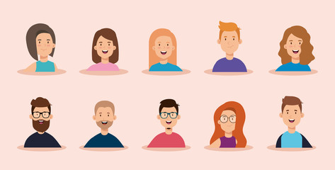 group of young people avatar characters vector illustration design