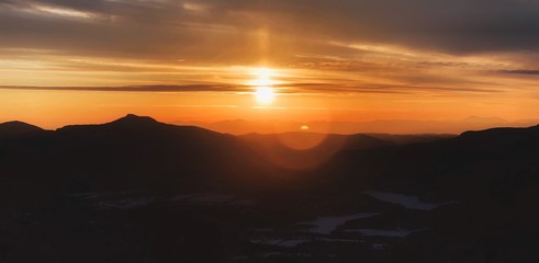 sunset from vermont mountaintop
