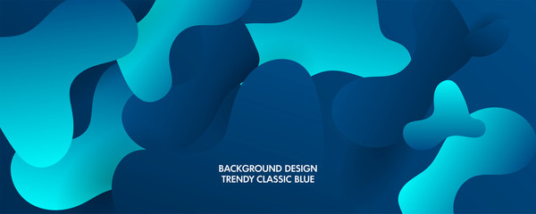 Minimal geometric liquid classic blue color gradient shapes design fluid composition futuristic background vector