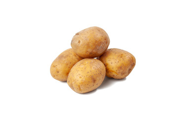 boiled potatoes on a white background and isolated