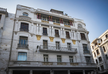 Fototapeta na wymiar Old and modern architecture, street view of Casablanca city Morocco