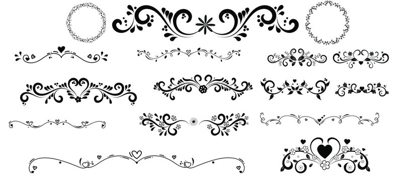 set wreaht vector with flowers and leaves. Wreath ornaments illustration.	