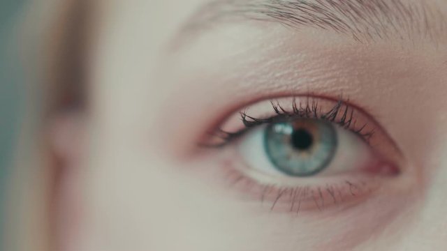 Attractive fashin girl open eye in slowmotion close up