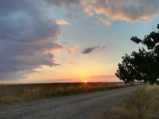 sunset on the road