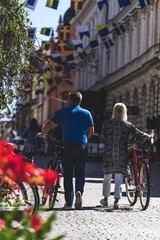 Obraz premium cyclists on the street