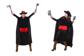 Woman pirate isolated on white
