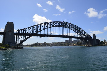 View of Sydney Harbor bridge on clear day