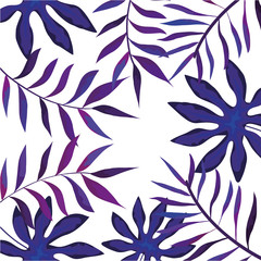 frame with branches and leafs purple colors vector illustration design