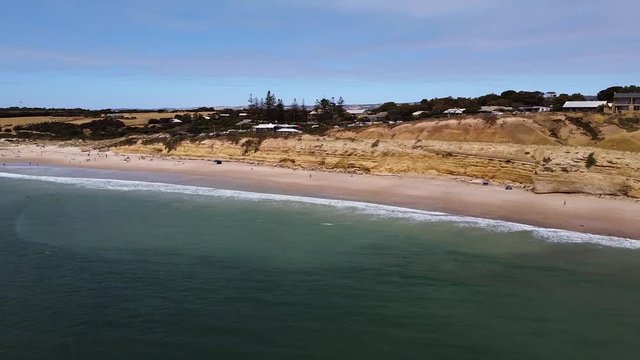 aerial view of beach goers at Port Willunga