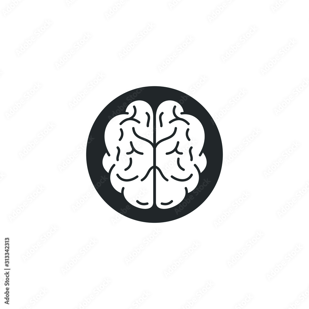 Poster Brain, mind or intelligence icon template color editable. Brain symbol vector sign isolated on white background illustration for graphic and web design.