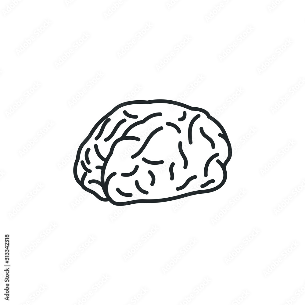 Aufkleber Brain, mind or intelligence icon template color editable. Brain symbol vector sign isolated on white background illustration for graphic and web design.