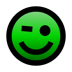 Fototapeta premium Smiley - winking - black outline, green gradient theme - vector