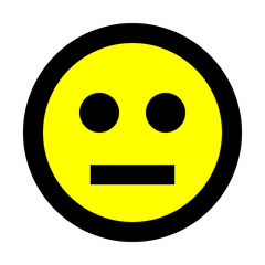 Smiley - neutral - black outline, yellow theme - vector