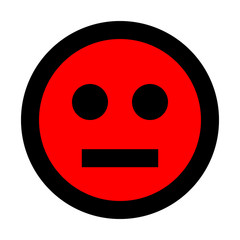 Smiley - neutral - black outline, red theme - vector