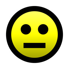 Smiley - neutral - black outline, yellow gradient theme - vector