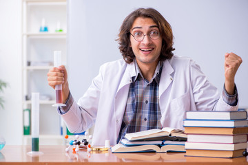 Chemistry lecturer during lecture in college
