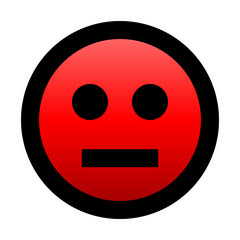 Smiley - neutral - black outline, red gradient theme - vector