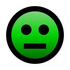 Smiley - neutral - black outline, green gradient theme - vector