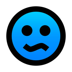 Obraz premium Smiley - bored - black outline, blue theme - vector