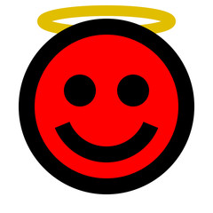 Fototapeta premium Smiley - angel - black outline, red theme - vector