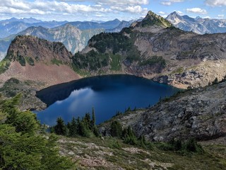 Fototapeta na wymiar Upper Pierce Lake from Mt. MacFarlene, BC, Canada