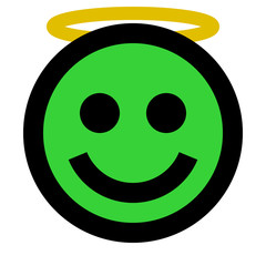 Fototapeta premium Smiley - angel - black outline, green theme - vector