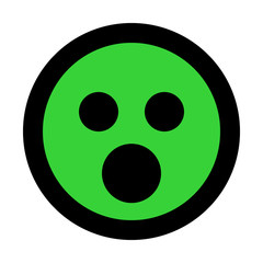 Smiley - shocked - black outline, green theme - vector