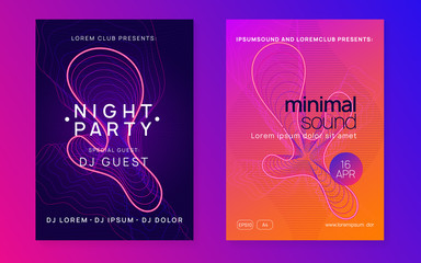 Dj event. Commercial show magazine set. Dynamic fluid shape and line. Dj event neon flyer. Techno trance party. Electro dance music. Electronic sound. Club fest poster.