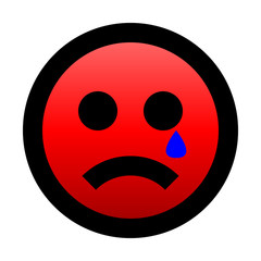 Smiley - crying - black outline, red gradient theme - vector