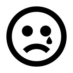 Smiley - crying - black outline theme - vector