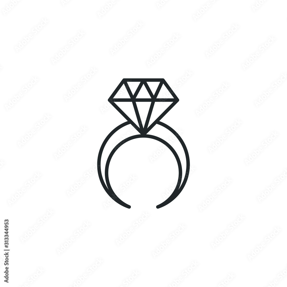 Aufkleber ring with diamond icon template color editable. engagement and wedding ring symbol vector sign isola
