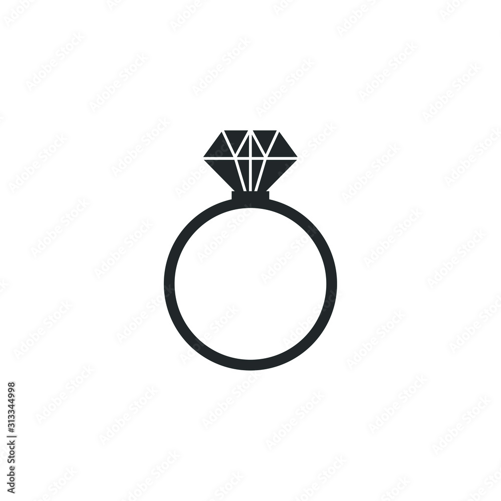 Poster ring with diamond icon template color editable. engagement and wedding ring symbol vector sign isola
