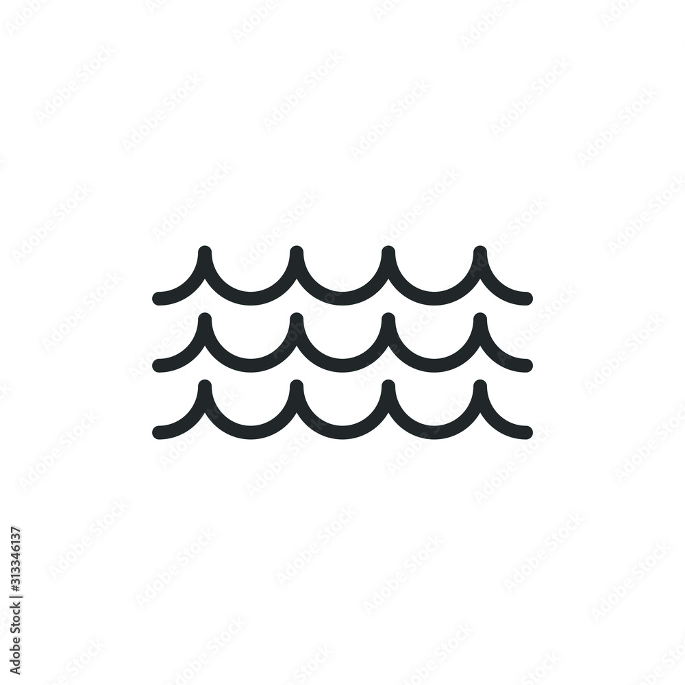 Poster Ocean, sea waves icon template color editable. wave symbol vector sign isolated on white background illustration for graphic and web design.