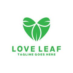 Love Leaf Logo Design. Eco And Plant Symbol. Natural Icon For Company And Business