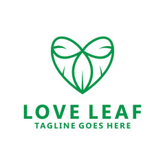 Love Leaf Logo Design. Eco And Plant Symbol. Natural Icon For Company And Business