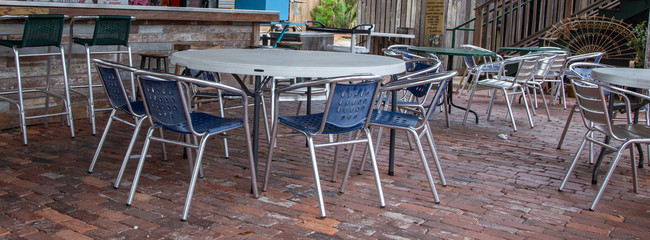 Empty outdoor cafe in Southern USA