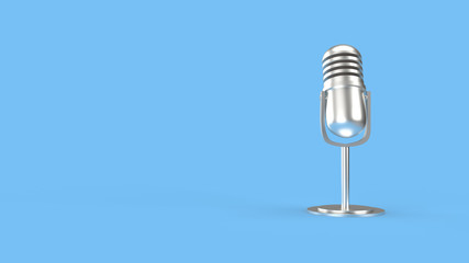  vintage mic on blue background 3d rendering for podcast  content.