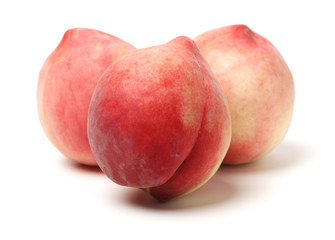 ripe peach on white background 