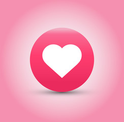 Love and Heart icon on pink background. Vector illustration