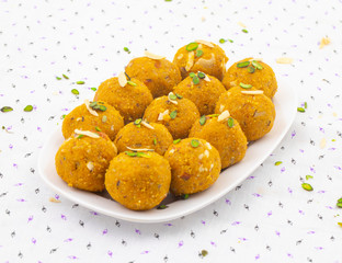 Indian Traditional Winter Sweet Food Methi Laddu Also Know as Methi Ke Laddu or Fenugreek Laddu Made From Fenugreek Seeds, Ginger, Saunf And Jaggery