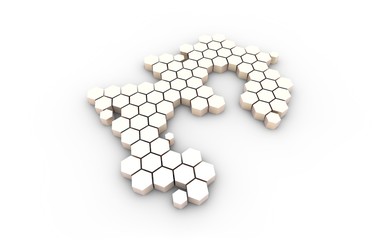 Pound currency symbol consisting of hexagon graphics, technology financial security and information storage, network data