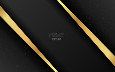 Metallic golden black shiny elegant realistic geometric abstract modern vector background