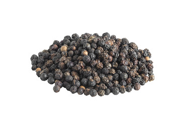 Seeds black pepper dry isolated on white background. thai food concept.